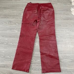 Chadwicks 100% Leather Pant Size 10 Burgundy Maroon Sraight Leg Vintage